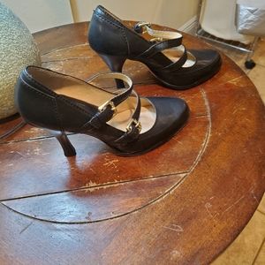Michael Kors Black Double Strap Mary Jane Heels